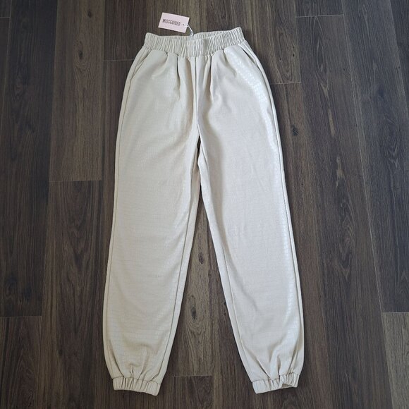 NWT Missguided Faux Leather Reptile Elastic Waist Joggers Size S/M Fall Athleisu - Picture 8 of 8